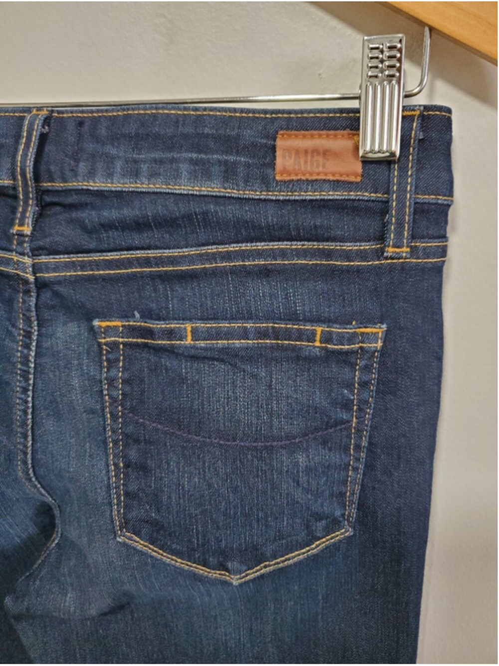 PAIGE Skyline Straight 34" Jeans Stream Dark Blue Wash Sz 28 Mid-Rise Stretch - Picture 8 of 14